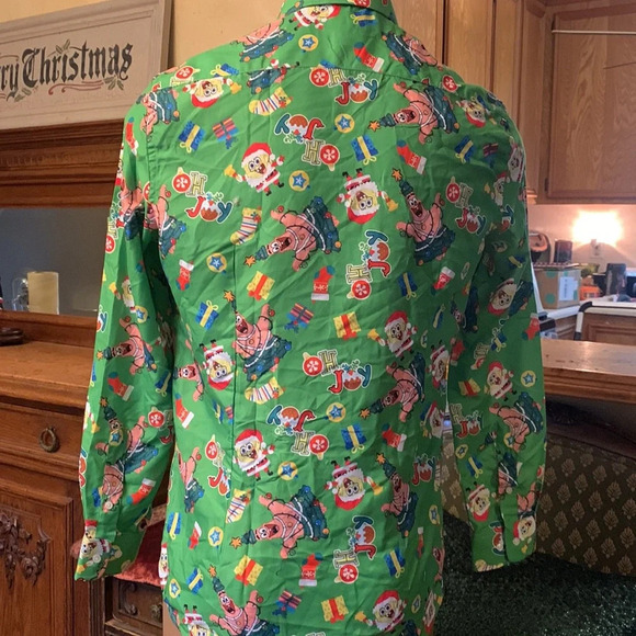 SuitMeister Men's Button Down Sponge Bob Christmas Shirt NEW Medium - Picture 4 of 5